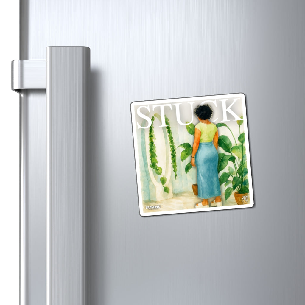 STUCK Plant Lady Magnet — Illustrated Indoor Jungle Refrigerator Magnet