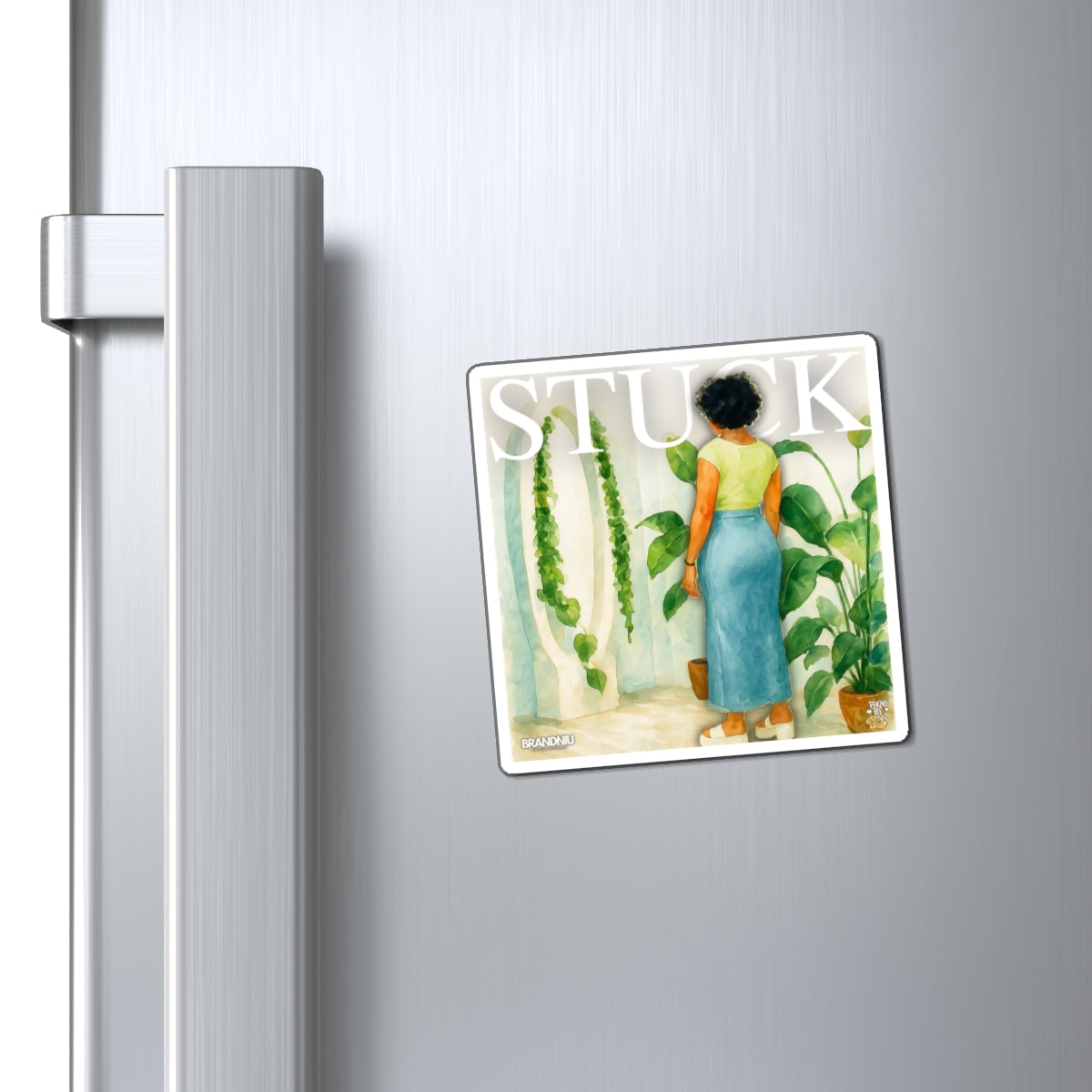 STUCK Plant Lady Magnet — Illustrated Indoor Jungle Refrigerator Magnet